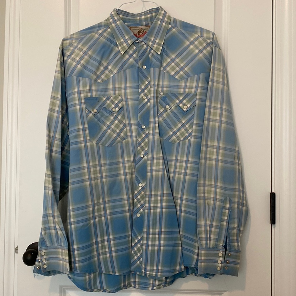 Mens western Wrangler pearl snap work shirt
